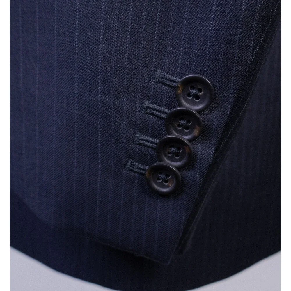 Banana Republic 2-Pcs Stripped Blue Classic Wool Suit Jacket Sz 42R Pants 36X30